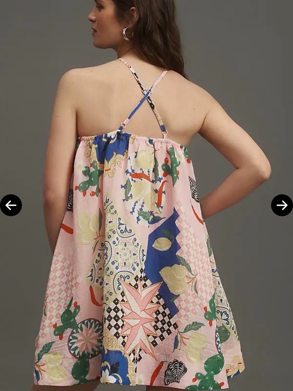 NWT Maeve Anthropologie Printed Halter Swing Mini Dress XL Tugboat Printshop - Picture 2 of 6